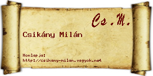 Csikány Milán névjegykártya
