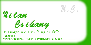 milan csikany business card